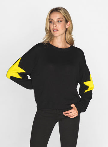 CHRLDR-SLEEVE STARS - Dropped Shoulder Sweater