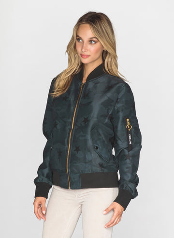 CHRLDR-BLACK CAMO STARS - Flight Jacket