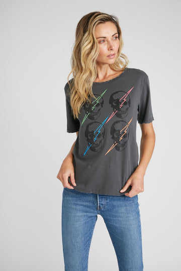 CHRLDR-Lightning Skulls — Wide T-Shirt