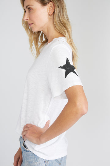 CHRLDR-SLEEVE STARS — Wide T-Shirt