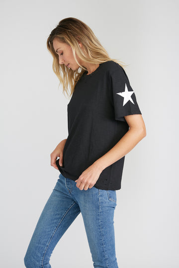 CHRLDR-SLEEVE STARS — Wide T-Shirt