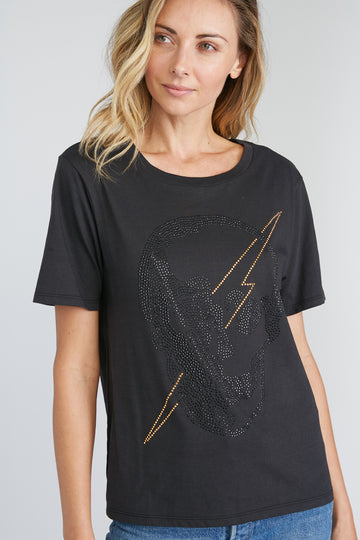 CHRLDR-Studded Lightning Skull - Wide T-Shirt