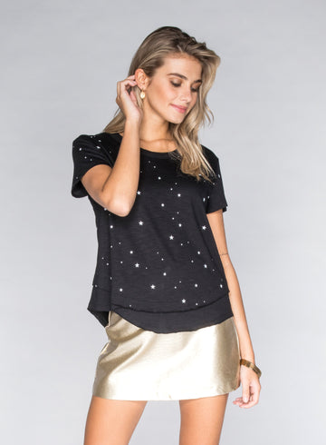 CHRLDR-ALL-OVER STARS - Mock Layer T-Shirt