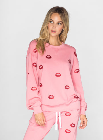 CHRLDR-GLITTER LIPS - Oversized Crew Neck Sweatshirt