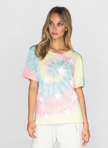 CHRLDR-DISTRESSED STARS - Wide T-Shirt