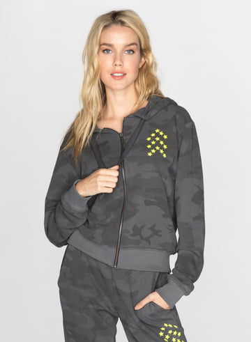 CHRLDR-BLACK CAMO - Zip-Up Hoodie