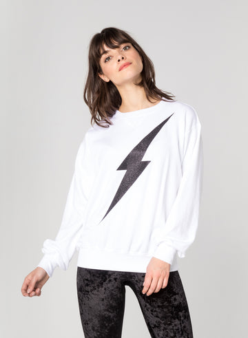 CHRLDR-LIGHTNING BOLT - Oversized Crew Neck Sweatshirt
