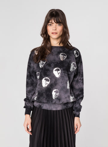 CHRLDR-SKULLS - Oversized Crew Neck Sweatshirt