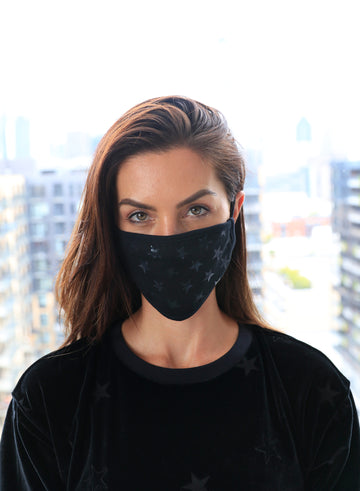 CHRLDR-DISTRESSED STARS - Cotton Face Mask