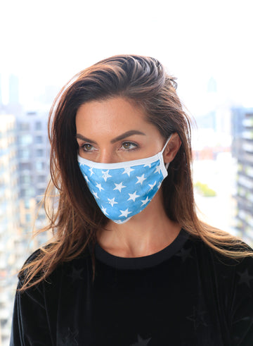 CHRLDR-DISTRESSED STARS - Cotton Face Mask